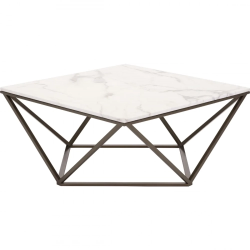 Tintern Coffee Table in Faux Marble on Geometric Antique Brass Base