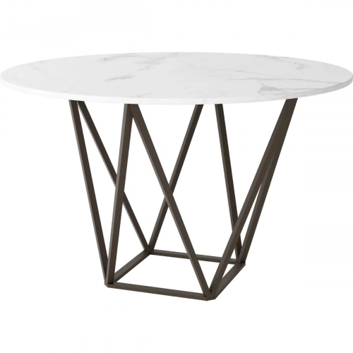 Tintern 51" Round Dining Table Marble Like Top on Antique Brass Base