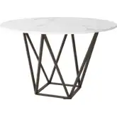 Tintern 51" Round Dining Table Marble Like Top on Antique Brass Base