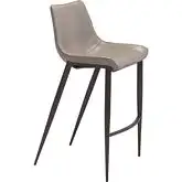 Magnus Bar Stool in Gray Leatherette & Walnut Stainless (Set of 2)