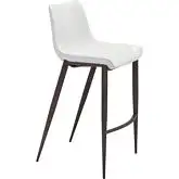 Magnus Bar Stool in White Leatherette & Walnut Stainless (Set of 2)