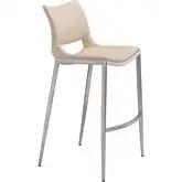 Ace Bar Chair in Light Pink Leatherette & Brushed Stainless (Set of 2)