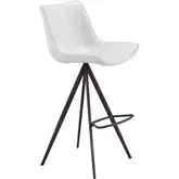Aki Bar Chair in White Leatherette & Walnut Stainless (Set of 2)