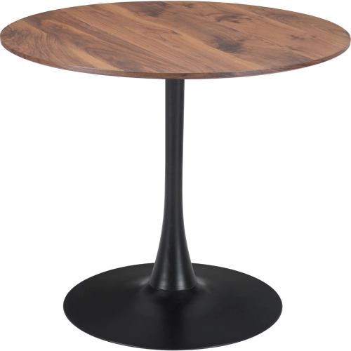 Opus 35" Round Dining Table in Brown Wood & Black