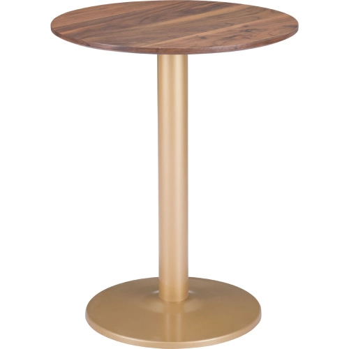 Alto Bistro Table in Brown Wood & Gold Steel