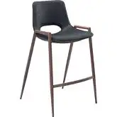 Desi Counter Chair Stool in Black Leatherette & Steel (Set of 2)