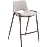 Desi Counter Chair Stool in Beige Leatherette & Steel (Set of 2)