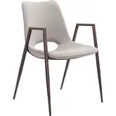 Desi Dining Chair in Beige Leatherette & Steel (Set of 2)
