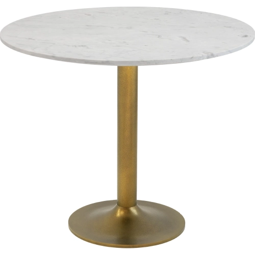 Fullerton 36" Round Dining Table in White Marble & Gold