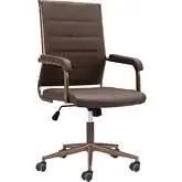 Auction Office Chair in Vintage Brown Leatherette & Bronze