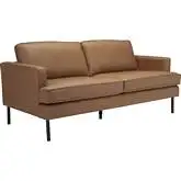 Decade Sofa in Brown Leatherette & Black Steel
