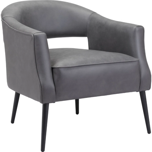 Berkeley Accent Chair in Vintage Gray Leatherette & Metal