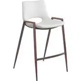 Desi Counter Stool in White Leatherette & Brown Metal (Set of 2)
