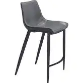 Magnus Counter Stool in Dark Gray Leatherette & Black Steel (Set of 2)