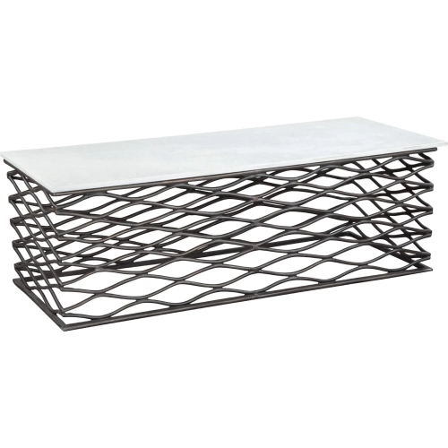 Duchess Coffee Table in White Marble & Antique Bronze