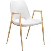 Desi Dining Chair in White Leatherette & Gold Steel (Set of 2)