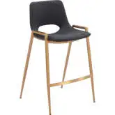 Desi Counter Stool in Black Leatherette & Gold Steel (Set of 2)