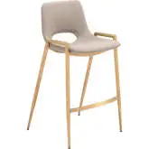 Desi Counter Stool in Beige Leatherette & Gold Steel (Set of 2)