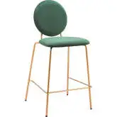 Odessa Counter Stool in Green Velvet & Gold Steel (Set of 2)