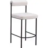 Livorno Counter Stool in Ivory Shearling Style Fabric & Black Steel (Set of 2)