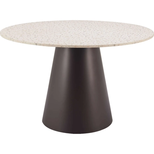 Jorf 48" Round Dining Table Beige Faux Terrazzo & Bronze Steel