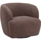 Govan Swivel Chair in Brown Shearling Style Fabric