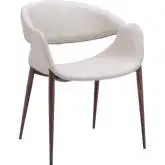 Limay Dining Chair in Beige Leatherette & Walnut Finish Steel (Set of 2)