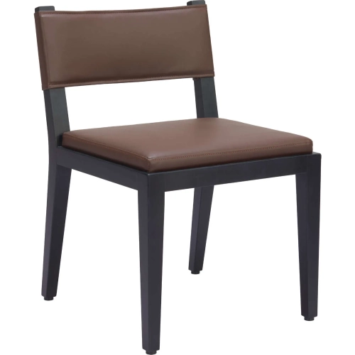 Roxas Dining Chair in Brown Leatherette & Black Wood (Set of 2)