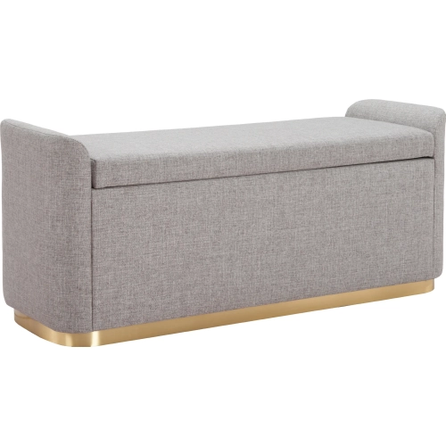 Dobo Storage Bench in Gray Performance Fabric & Gold Steel