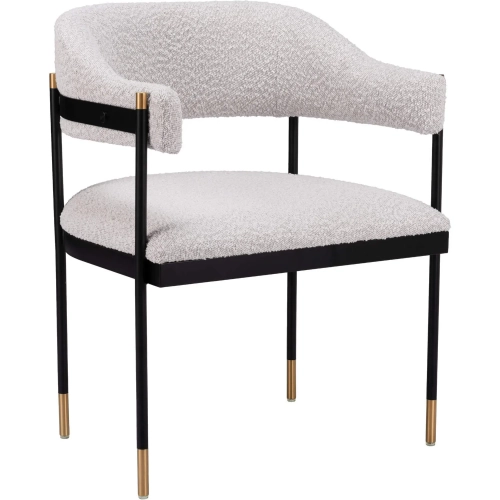 Zadar Dining Chair in Misty Gray Shearling Style Fabric & Black Steel