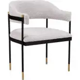 Zadar Dining Chair in Misty Gray Shearling Style Fabric & Black Steel