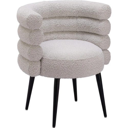 Grena Dining Chair in Misty Gray Shearling Style Fabric & Black Steel