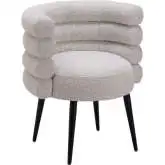 Grena Dining Chair in Misty Gray Shearling Style Fabric & Black Steel