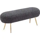 Creek Bench in Glitter Black Shearling Style Fabric & Gold