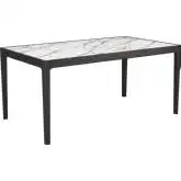 Tokai 64" Dining Table in White Faux Marble & Black Wood
