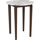 Vernon 31.5" Bar Table in White Faux Marble & Walnut Finish Wood