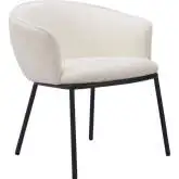 Essen Dining Chair in Ivory Shearling Style Fabric & Black Steel