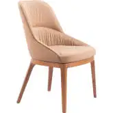 Ayr Dining Chair in Tan Fabric & Walnut Finish Wood (Set of 2)