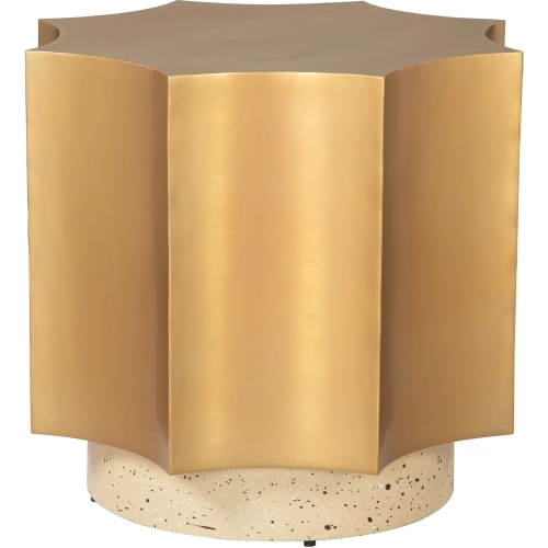 Osam Side Table in Multicolor & Beige Faux Terrazzo Iron & Gold