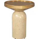 Cendre Side Table in Gold Metal & Multicolor Beige Faux Terrazzo
