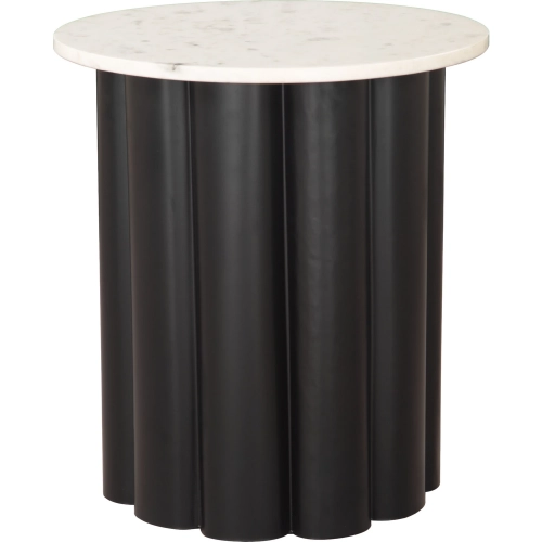 Slika Side Table in White Natural Marble & Black Iron