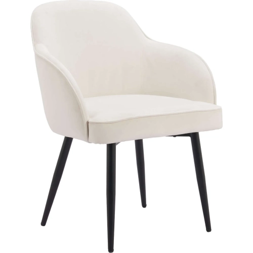 Jolie Dining Chair in Ivory Velvet & Black Metal (Set of 2)