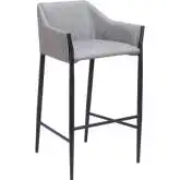 Andover Bar Stool in Slate Gray Leatherette & Black Steel