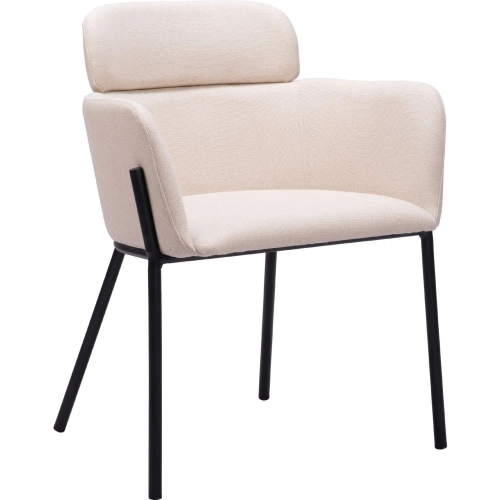 Bremor Dining Chair in Beige Fabric & Black Steel (Set of 2)
