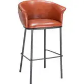 Garston Bar Stool in Brown Leatherette & Black Steel