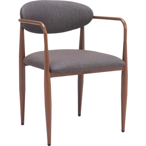 Zens Dining Chair in Truffle Gray Fabric & Walnut Finish Steel (Set of 2)