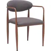 Zens Dining Chair in Truffle Gray Fabric & Walnut Finish Steel (Set of 2)