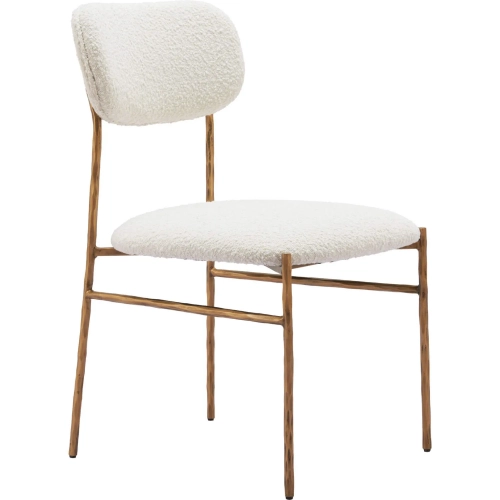 Sydhavnen Dining Chair in Cream Shearling Style Fabric & Gold
