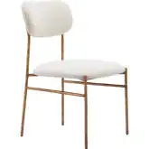 Sydhavnen Dining Chair in Cream Shearling Style Fabric & Gold