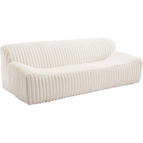 Osterbro Sofa in Vertical Channel Tufted Cream Faux Fur